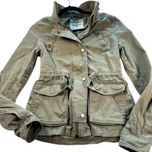 Hollister Womens Olive Green Utility Jacket With Snap Buttons & Pockets Size S